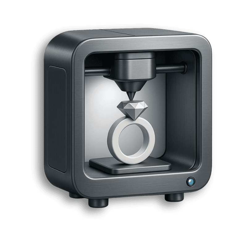 Jewelry 3D printer creating a ring prototype